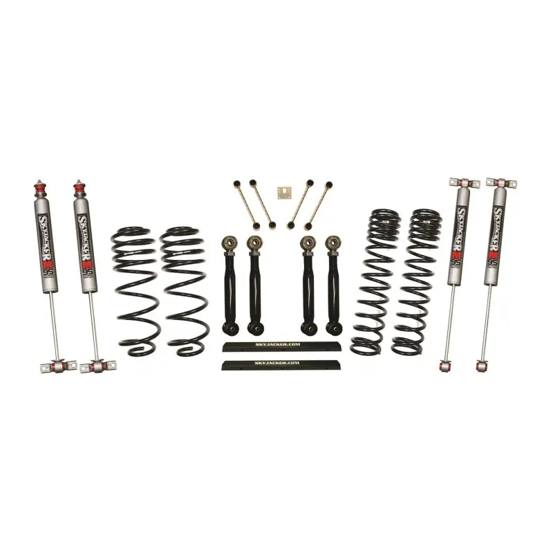 No Minimum Order Skyjacker 03-06 Jeep TJ 4in D-Rate Long Travel Kit w/ Adj FR/RR Lower Flex Links/M95 Monotube Shocks