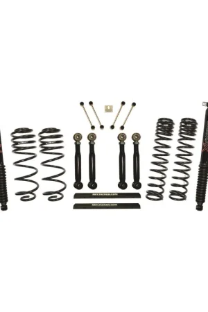 Luxury Skyjacker 97-02 Jeep TJ 4in D-Rate Long Travel Kit w/ Adj. FR/RR Lower Flex Links/Black Max Shocks