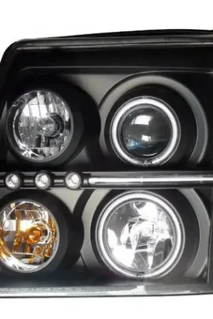 Fast Shipping Cadillac Escalade Anzo Projector Headlights - Halo Black & Clear & Amber- CCFL - 111142