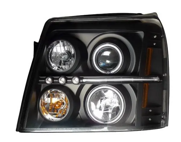 Cadillac Escalade Anzo Projector Headlights - Halo Black & Clear & Amber- CCFL - 111142 Certified