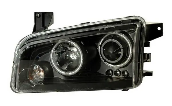 Authentic Dodge Charger Anzo Projector Headlights - Black & Clear with Halos - 121218