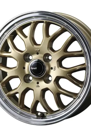 Gyraft 9M Alloy Wheel 15x5.5 ET42 4x100 Gold Polished Rim 73mm CB Must Have