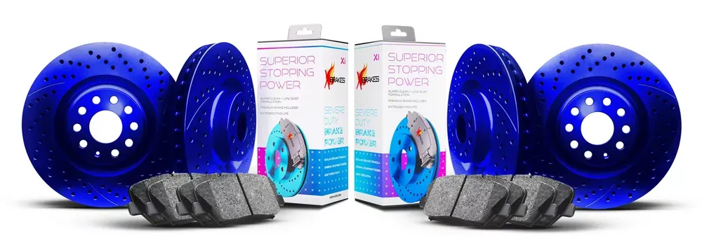 Price Drop Xbrakes Xi Series Brake Rotor and Pad Kit; Front and Rear; Blue