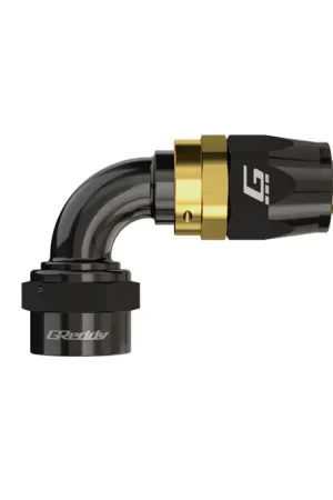 GReddy AN08 STRAIGHT HOSE END SWIVEL BLACK/GOLD ANODIZED — PMD Premier Motoring Development Markdown