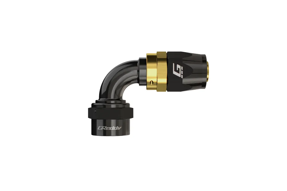 GReddy AN08 STRAIGHT HOSE END SWIVEL BLACK/GOLD ANODIZED — PMD Premier Motoring Development Markdown