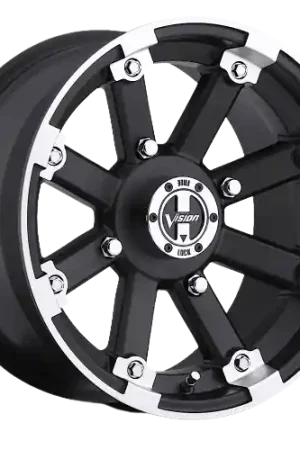 Fresh Stock Vision ATV 393 Lock Out 4x136 14x7+2 Matte Black Machined Lip