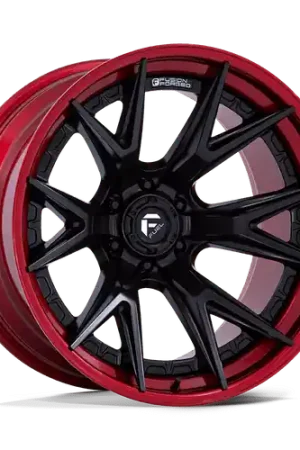 Fuel 1PC FC402 CATALYST 6X139.7 22x10 -18 MATTE BLACK WITH CANDY RED LIP Clearance