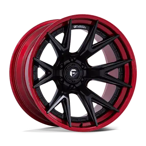 Fuel 1PC FC402 CATALYST 6X139.7 22x10 -18 MATTE BLACK WITH CANDY RED LIP Clearance