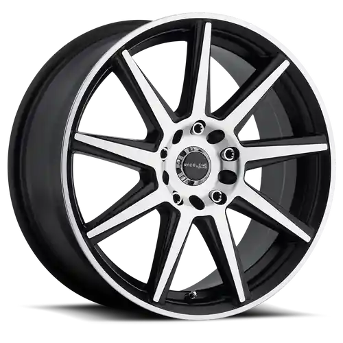 Raceline 144M Storm BMF 5X108/5x114.3 17x7.5 40 Black and Machined Time-Limited