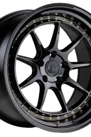 Aodhan DS-X 5x114.3 18x9.5 +22 Gloss Black W /Gold Rivets Luxury