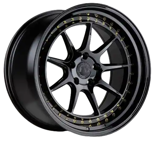 Aodhan DS-X 5x114.3 18x9.5 +22 Gloss Black W /Gold Rivets Luxury