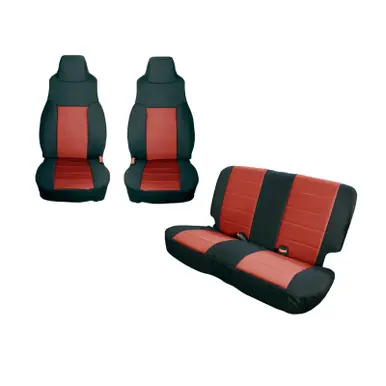 Rugged Ridge Seat Cover Kit Black/Red 97-02 Jeep Wrangler TJ - 13292.53 Grab Now