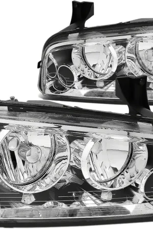 Factory Style Headlights with Amber Corners; Chrome Housing; Clear Lens Top Rated