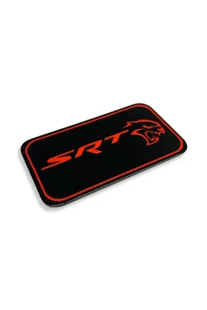 American Brothers Design Hellcat Supercharger Badge with SRT Hellcat Logo; Brilliant Black Base/Bright Silver Fill No Minimum Order