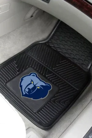 Last Chance Vinyl Front Floor Mats with Memphis Grizzlies Logo; Black