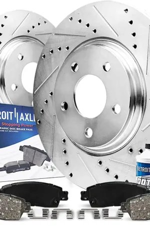 Secure Checkout 6pc Front Drilled Slotted Rotors and Ceramic Brake Pads Kit