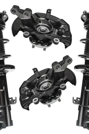 4pc Front Struts Steering Knuckles and Wheel Hub Bearings Suspension Kit Fan Favorite