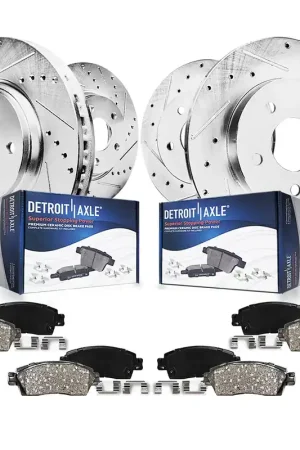 8pc Front & Rear Drilled Slotted Rotors and Ceramic Brake Pads Kit Clearance