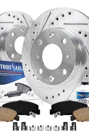 Big Sale 6pc Front Drilled Slotted Rotors and Ceramic Brake Pads Kit