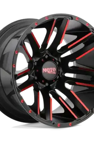 Moto Metal MO978 RAZOR 8X170 20X10 -24 SATIN  BLACK MACHINED RED TINT Popular
