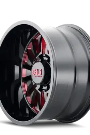 Professional Grade Cali Off-Road Summit 9110 6x139.7 20x10-25 Gloss Black/Red Milled Spokes