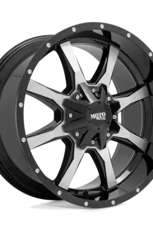 Price Cut Moto Metal MO970 8X165.1 20X12 -44 GLOSS BLACK MACHINED FACE