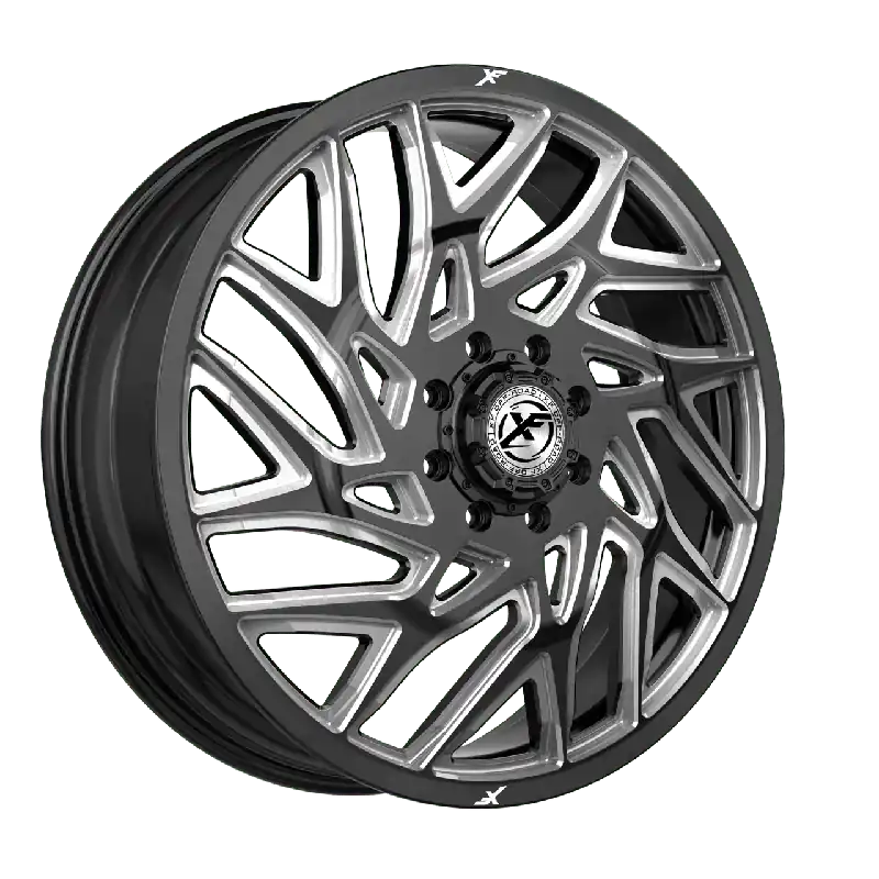 Xf Off-Road Xf-229 Dually Wheel 26x8.25 8x200 Gloss Black & Milled 110mm - MINIMUM PURCHASE OF 4 WHEELS Handmade