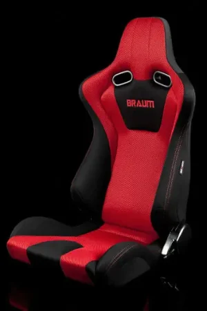 Braum Venom Series Sport Seats - Black and Red Cloth (Red Stitching) Pair - Universal Reduced Price