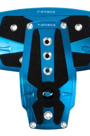 One Day Deal NRG Brushed Aluminum Sport Pedal A/T - Blue w/Black Rubber Inserts