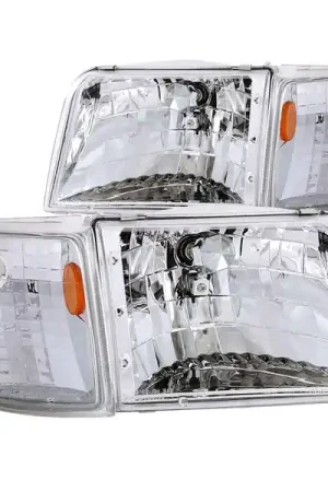 ANZO 1993-1997 Ford Ranger Crystal Headlights Chrome w/ Corner Lights 2pc Top Rated
