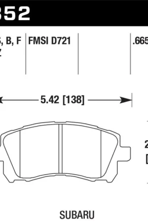 Hawk 1998-2/2002 Subaru Forester L (w/Rear Drum Brakes) High Perf. Street 5.0 Front Brake Pads While Supplies Last
