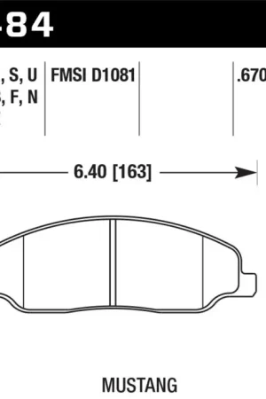 Hawk 2008-2009 Ford Mustang Bullitt 4.6 HPS 5.0 Front Brake Pads Limited Offer