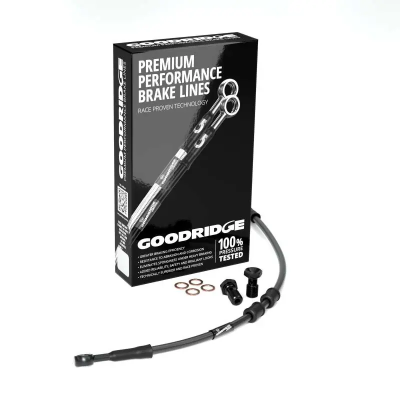 Top Rated Goodridge 04-05 HD VRSD/VRSCX V-ROD +4in Black Brake Line Kit w/Black Fittings