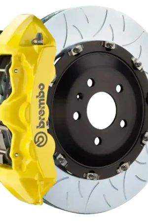 Brembo 20+ Corvette C8/C8 Z51 Rear GT BBK 6 Piston Cast 380x34 2pc Rotor Slotted Type-3- Yellow Professional Grade