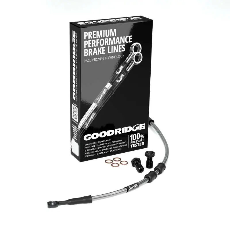 Goodridge 11-14 HD FLSTC Heritage CL (w/ABS) +6in Clear Brake Line Kit w/Black Fittings New Release