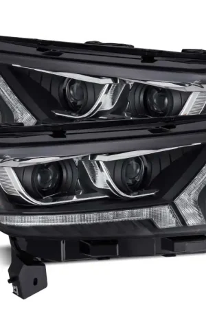 Luxury AlphaRex 19-21 Ford Ranger LUXX LED Proj Headlights Plank Style Black w/Seq Signal/DRL
