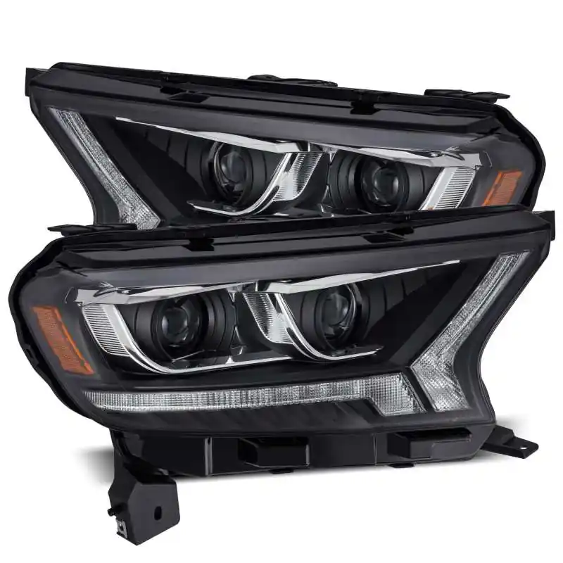 Luxury AlphaRex 19-21 Ford Ranger LUXX LED Proj Headlights Plank Style Black w/Seq Signal/DRL