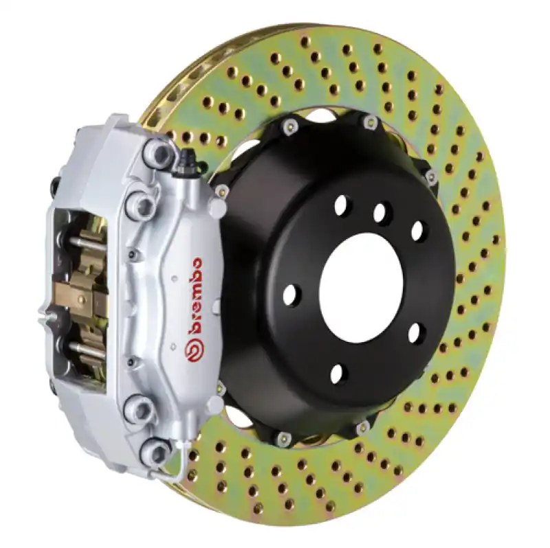 Brembo 12-16 98ster (Excl PCCB) Rr GT BBK 4Pis Cast 345x28 2pc Rotor Drilled-Silver Bargain