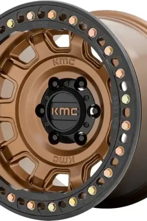 Get Yours KMC True Beadlock Wheels Tank KM236 Matte Bronze 17x9 -38mm Offset 5x127 (5x5) 2007-2026 Jeep Wrangler / Gladiator