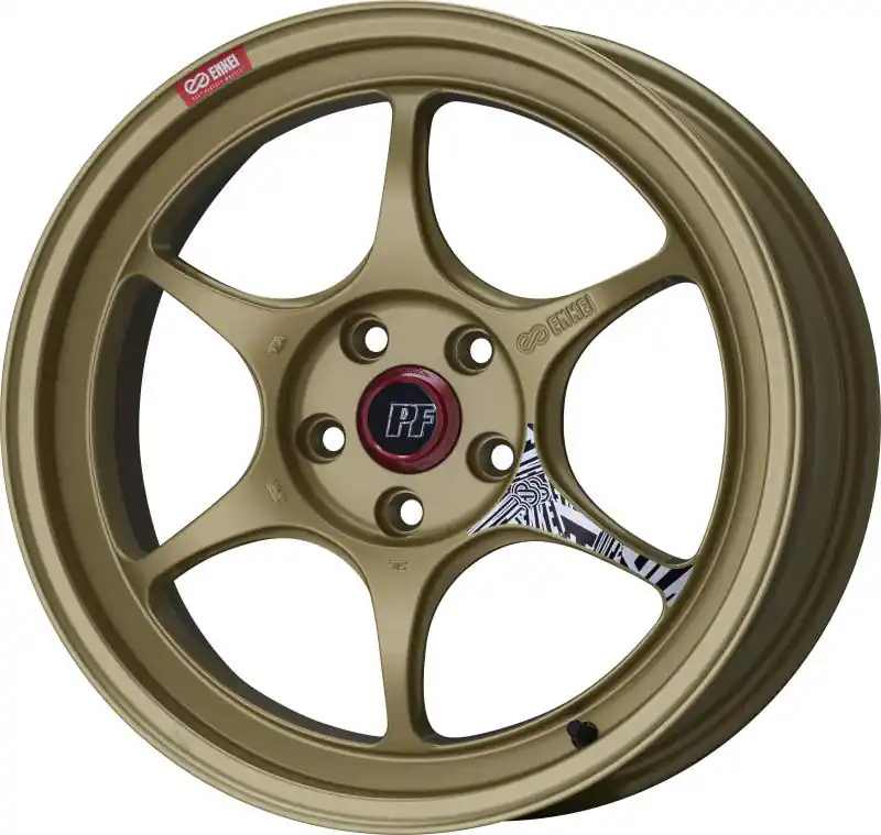 Direct From Manufacturer Enkei PF06 18x8.5in 5x114.3 BP 35mm Offset 75mm Bore Gold Wheel