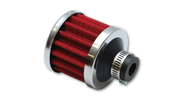 Vibrant Crankcase Breather Filter w/Chrome Cap 2 1/8in 55mm Cone ODx2 5/8in 68mm Tallx5/8in 15mm ID High Quality