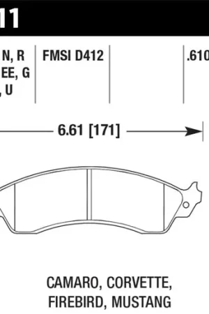 Save Now Hawk 1990-1990 Chevy Camaro Iroc-Z (w/Heavy Duty Brakes) High Perf. Street 5.0 Front Brake Pads