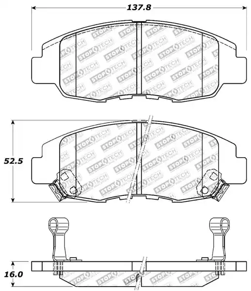 StopTech Performance 98-02 Honda Accord Coupe/Sedan 4cyl Rear Drum/Disc Front Brake Pads Premium