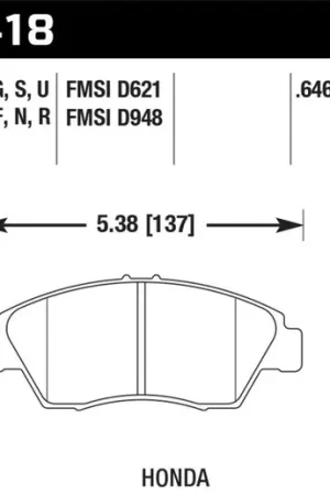 Hawk 02-06 RSX (non-S) Front / 03-09 Civic Hybrid / 04-05 Civic Si HP+ Street Rear Brake Pads Get Yours