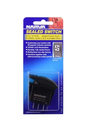 Sale Narva 63169BL 12\\/24V On\\/Off\\/On LED Illuminated Sealed Rocker Switch (Blue)