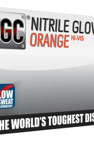 Fresh Stock TGC Workgear Orange Nitrile Gloves - 100pk - Medium - 160032