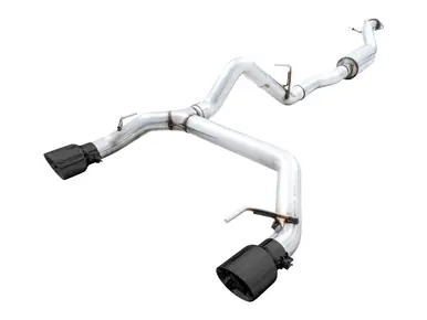 AWE Tuning 2021+ Ford Bronco 0FG Dual Rear Exit Exhaust w/Diamond Black Tips & Bash Guard - 3015-33456 Discount