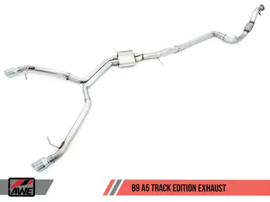 Certified AWE Tuning Audi B9 A5 Track Edition Exhaust Dual Outlet - Diamond Black Tips (Includes DP) - 3020-33034
