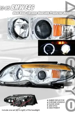 Chrome Halo Projector Headlights - Amber Reflector Time-Limited