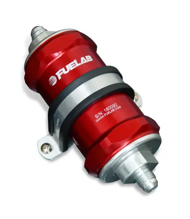 Fuelab 848 In-Line Fuel Filter Standard -6AN In/Out 6 Micron Fiberglass w/Check Valve - Red - 84831-2 Authentic